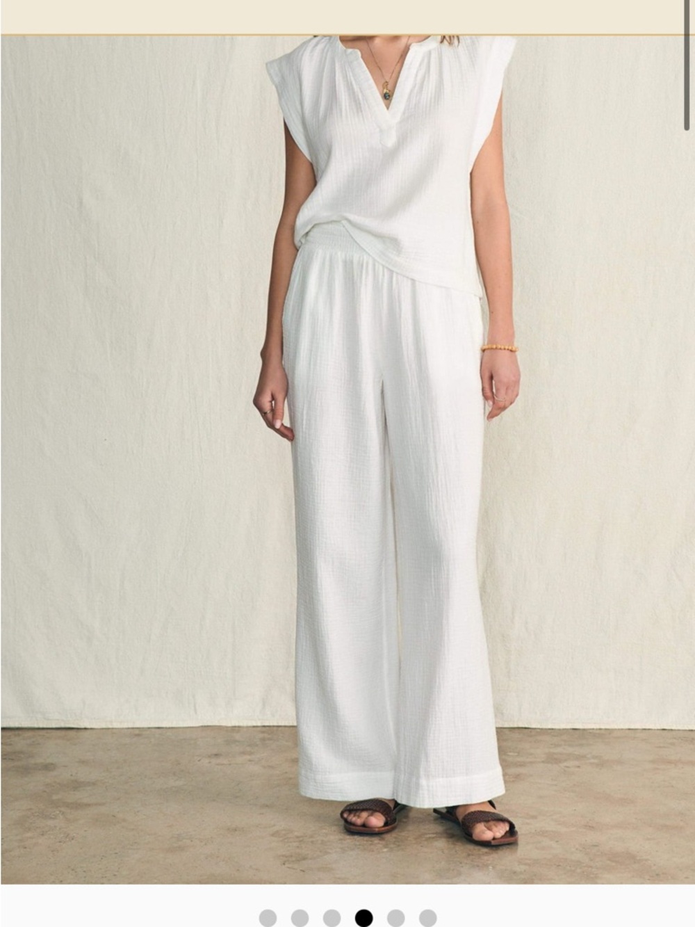 Faherty Dream Cotton Gauze white pant set NWT